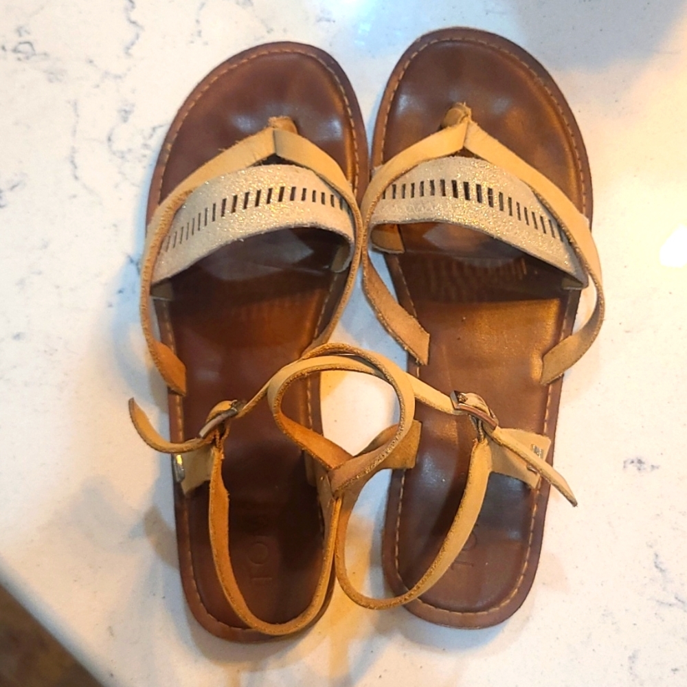 Tom's, Leather sandals, Womens, Size 9, tan